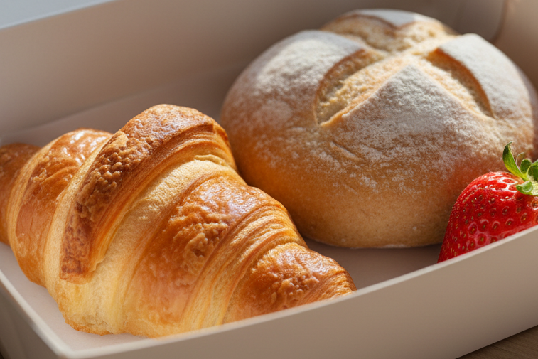 Ontbijt croissant kaiserbroodje